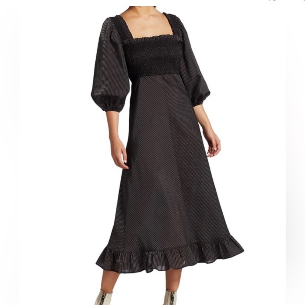 NWOT GANNI – Seersucker Check Square Neck Dress
Black / 10 US / 42 EU